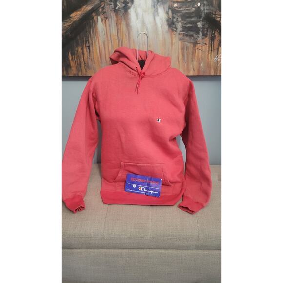 Vintage Champion Reverse Weave Hoodie Red 80s 90s Small USA Made – Faded Washed - Picture 1 of 8